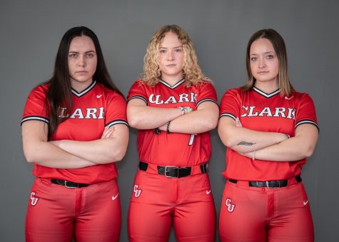Softball captains pictured (left to right): Kaylee Gibson (23), Samantha Crowley (24), Reilly Bronson (23)