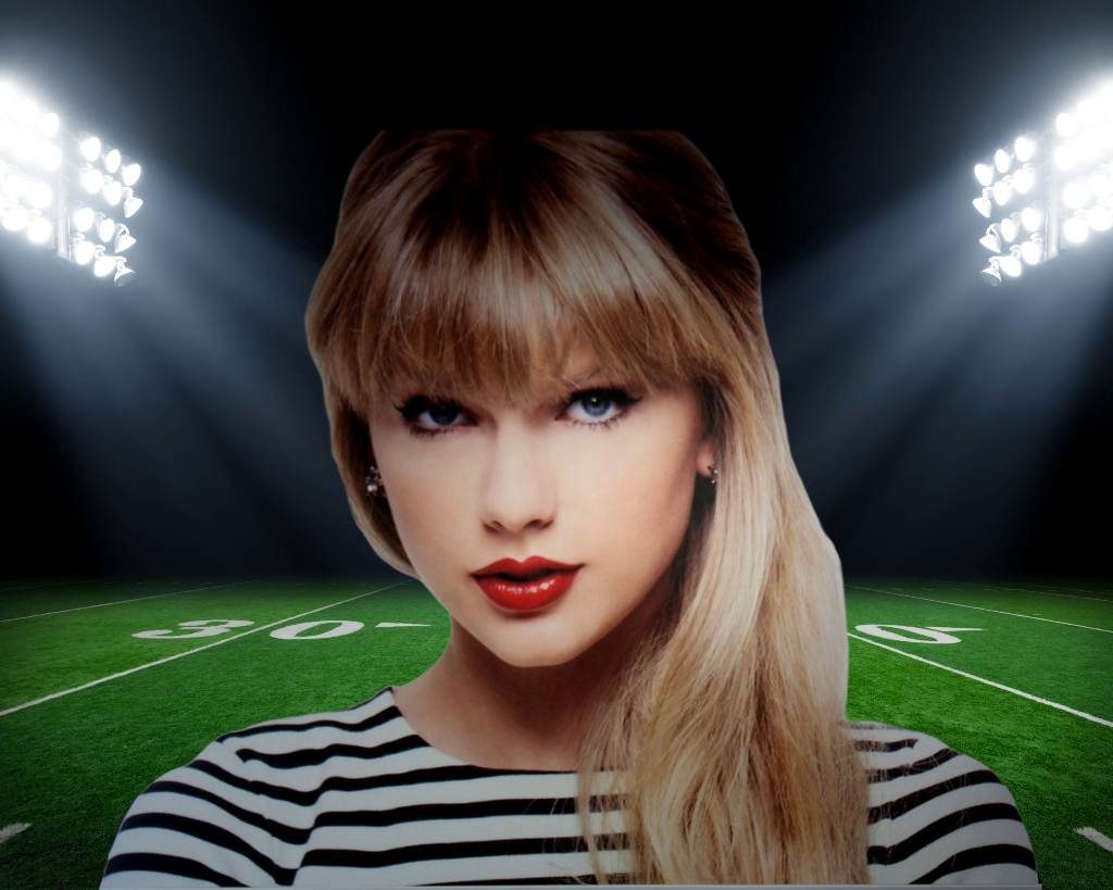 Taylor Swift on a football field. Picture by Leo Kerz.