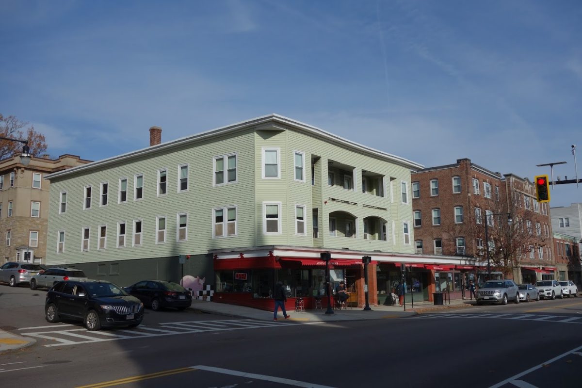 The apartments and businesses at 934 Main St. Worcester, MA.