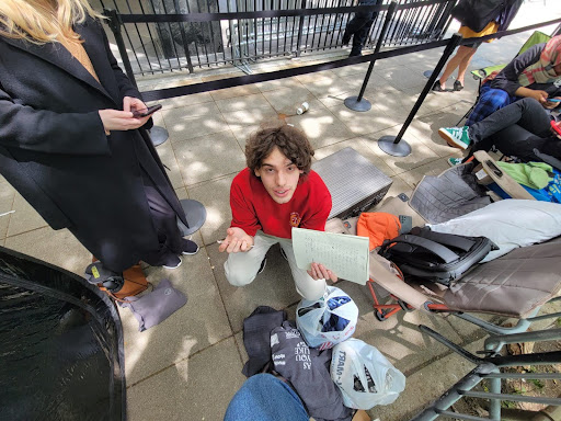 Marcus Palumbo holding the notebook containing the line list.  
