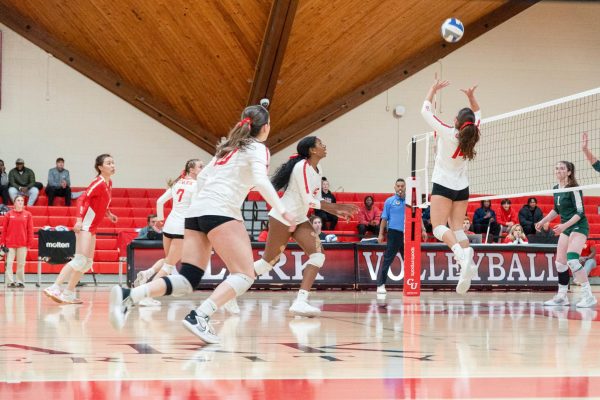 Yvanna Torres sets the ball for a spike.