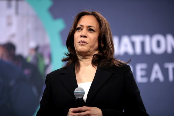 Kamala Harris speaking with attendees at the 2019 National Forum on Wages and Working People hosted by the Center for the American Progress Action Fund and the SEIU at the Enclave in Las Vegas, Nevada. Photo courtesy of Gage Skidmore via Flickr.