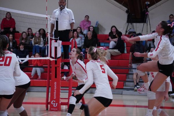 Volleyball playing a home game against Emerson College on October 17, 2024.