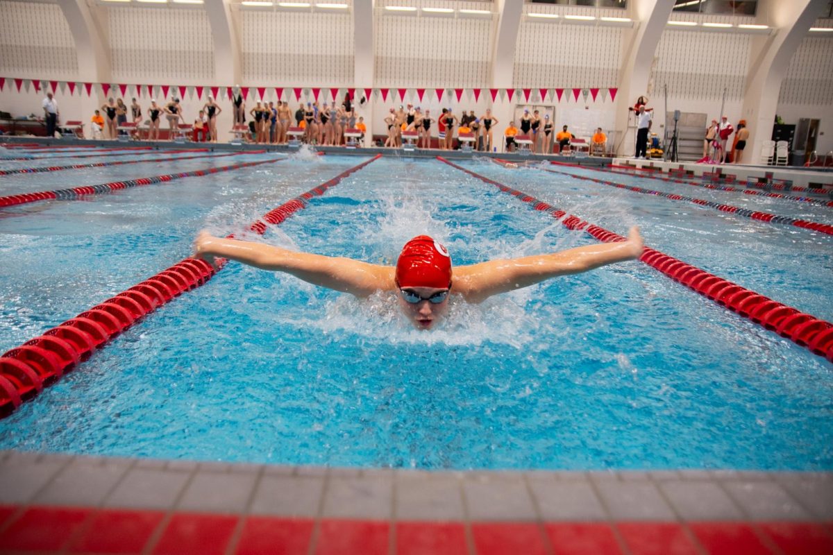 Ivy Joyal swims butterfly during the Worcester City Champions on Nov. 9, 2024. 