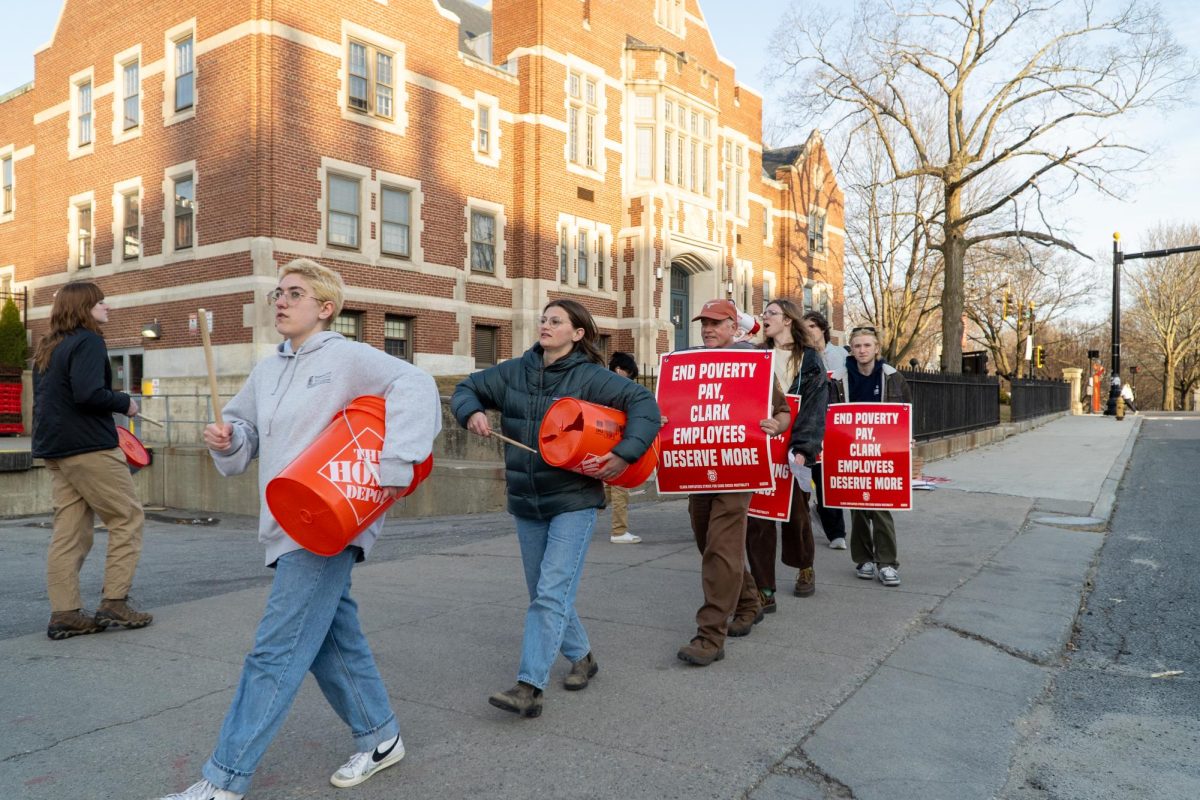 Clark student on the picket line outside of Maywood Street